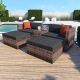 5-Piece Wicker Patio Conversation Set w/ Black Cushions