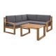 3-Piece Solid Wood Outdoor Sectional Set with Gray Cushions