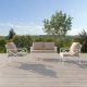White 3-Piece Metal Patio Conversation Set with Beige Cushions LWM-PC91201W