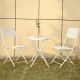 3-Piece Metal Frame Folding Outdoor Bistro Set in White