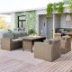 4-Piece Wicker Patio Conversation Set with Gray Cushions LY-CS00261G