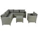 5-Piece Wicker Outdoor Patio Conversation Seating Set with Gray Cushions