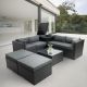 6-Piece Wicker Patio Conversation Set with Dark Gray Cushions and Storage Box