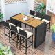 Nestfair Black 7-Piece Wicker Outdoor Dining Set w/ Beige Cushion