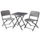 Foldable Wicker Black & White 3 Piece Metal Outdoor Bistro Set