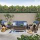 4-Piece Wicker Outdoor Patio Seating Set Sectional Sofa with Table, Blue Cushions and Cover