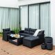 MADE 4 HOME Versailles Black 4-Piece Wicker Patio Conversation Sectional Seating Set with Black Cushions and Ottoman