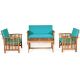 4-pc Wood Patio Conversation Set with Blue Cushion