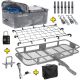 Mockins 500 lb. Capacity Hitch Mount Cargo Carrier Set with Cargo Bag, Net, Straps, Folding Shank, 2 in. Raise - Gray
