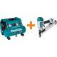 Makita Quiet Series, 1/2 HP, 1Gallon Compact, Oil-Free, Electric Air Compressor w/ bonus 15-Gauge, 2-1/2in. Angled Finish Nailer