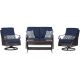 Hanover Madrid 4-Piece Wicker Patio Conversation Set w/ Navy Cushions