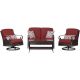 Hanover Madrid 4-pc Wicker Patio Conversation Set with Red Cushions