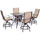 Hanover Manor 5-pc High-Dining Set with 4 Sling Swivel Chairs and Square Cast-Top Table