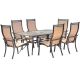 Hanover Manor 7-pc Aluminum Rectangular Outdoor Dining Set with Cast-Top Table