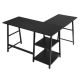 43.5 in. L-Shaped Full Black Wood Corner Computer Desk with Open Shelves