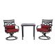 Hanover Montclair 3-pc Steel Outdoor Bistro Set with Chili Red Cushions, 2 Swivel Rockers and 27 in. Table