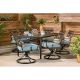 Hanover Montclair 7-pc Steel Outdoor Dining Set with Ocean Blue Cushions Swivel Rockers and Dining Table