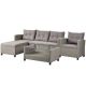 Mondawe 4-Pieces Wicker/Rattan Outdoor Sectional Sofa Seating Set Patio Furniture Conversation Set with Brown Cushions