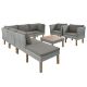 Gray 9-Piece Wicker Outdoor Patio Sectional Set Sofa Set w/ Gray Cushions and Wood Legs and Acacia Wood Tabletop