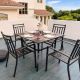5 Piece Outdoor Patio Square Dining Table Set, Metal Bistro Table with 1.57