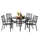 5 Pcs Outdoor Patio Furniture, Outdoor Square Table, and 4 Stackable Wrought Iron Metal Chairs, with 1.57
