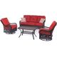 Cambridge Merritt 4-Piece Steel Outdoor Conversation Set w/ Red Cushions