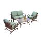 Royal Garden Milano 4-pc Aluminum Patio Deep Seating Set w/ Teal Cushions