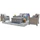 Moda 5 pc. Wicker Patio Conversation Set w/ Gas Fire Pit Table and Gray Cushions