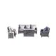 moda furnishings Moda 5-pc Wicker Patio Conversation Set and Gas Fire Pit Table with Gray Cushions