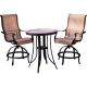 Hanover Monaco 3-pc Outdoor Bar H8 Dining Set with Round Tile-Top Table and Contoured Sling Swivel Chairs