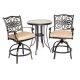 Hanover Monaco 3-pc Metal Round Patio Bistro Set with Natural Oat Cushions