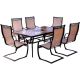 Hanover Monaco 7-pc Aluminum Outdoor Dining Set with Rectangular Tile-Top Table and Contoured Sling Spring Chairs