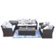 moda furnishings NANA Gary 6-Piece Wicker Patio Conversation Set w/ Gray Cushions and Storage Box