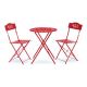Alpine Corporation Red 3-pc Iron Indoor/Outdoor Bistro Set Folding Table and Chairs Patio Seating