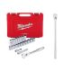 Milwaukee 1 2 in Drive SAE Ratchet Socket Mechanics Tool Set with 1 2 in Drive 90 Tooth 18 in Extended Ratchet 23 Piece