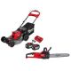 Milwaukee M18 FUEL Brushless Cordless 21 in Dual Battery Self Propelled Lawn Mower w Chainsaw 2 12 0Ah Batteries