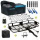 Mockins 500 lbs. Capacity Hitch Mount Cargo Carrier Set with Folding Shank and 2 in. Raise, Cargo Bag, Net, Straps, Locks - Blue