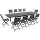 Hanover Naples 11-pc Aluminum Outdoor Dining Set with 10-Folding Sling Chairs and a 40 in. x 118 in. Expandable Dining Table
