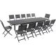 Hanover Naples 13-Piece Aluminum Outdoor Dining Set w/ Folding Chairs and 40 in. x 118 in. Expandable Table