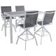 Hanover Naples 5-pc Aluminum Outdoor Dining Set w/ 4 Swivel Bar Chairs and a Glass-Top Bar Table in White