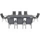 Hanover Naples 9 pc Aluminum Outdoor Dining Set w/ 8 Padded Sling Chairs and a 40 inch x 118 inch Expandable Dining Table