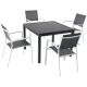 Hanover Naples 5 pc Aluminum Outdoor Dining Set w/ 4-Sling Arm Chairs and a 38 inch Square Dining Table