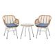 Designed in a Modern Style and Durable3-Piece Wicker Outdoor Bistro Set with Navy Cushion