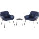 Hanover Naya 3-Piece Wicker Conversation Set with Navy Blue Cushions