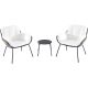 Hanover Naya 3-pc Wicker Conversation Set w/ White Cushions