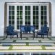 Royal Garden Norman 4 pc Aluminum Deep Seating Patio Conversation Set w/ Blue Cushions