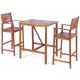 Costway - 3PCS Bar Set Acacia Wood Bar Height Patio Bistro Dining Set Outdoor