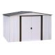 Arrow Newport 10 ft. x 12 ft. 2-Tone White Galvanized Metal Shed with Galvanized Steel Floor Frame Kit