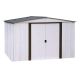 Arrow Newport 10 ft. W x 8 ft. D 2-Tone White Galvanized Metal Shed with Galvanized Steel Floor Frame Kit