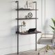 Nathan James - Theo Nutmeg and Black 2-Shelf Wall-Mount Ladder Writing Desk Table Small Computer Table Bookcase